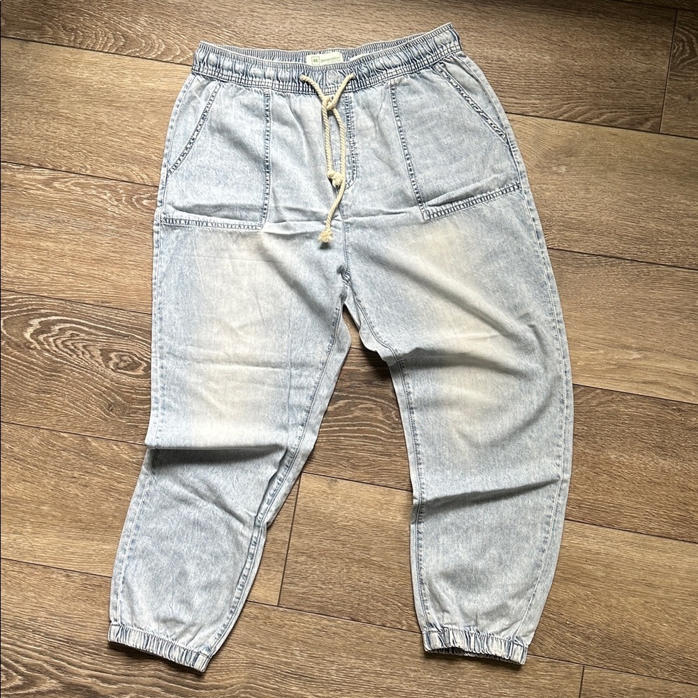 Celebrity Pink Cotton Jogger Pants Denim Drawstring Jasmine REgeneration L